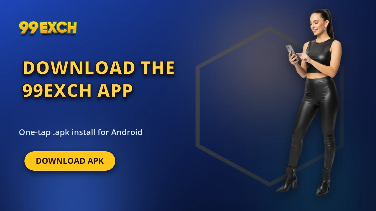 Download the 99exch app banner showing the one tap 99exch apk install for Android