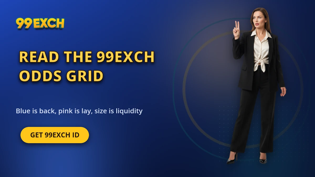 Reading the 99exch live odds grid with the back column, the lay column and the available size printed under each price